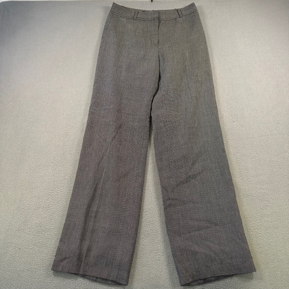 Ann Taylor LOFT Black White Houndstooth Wide Leg Wool Blend Trousers Size 0